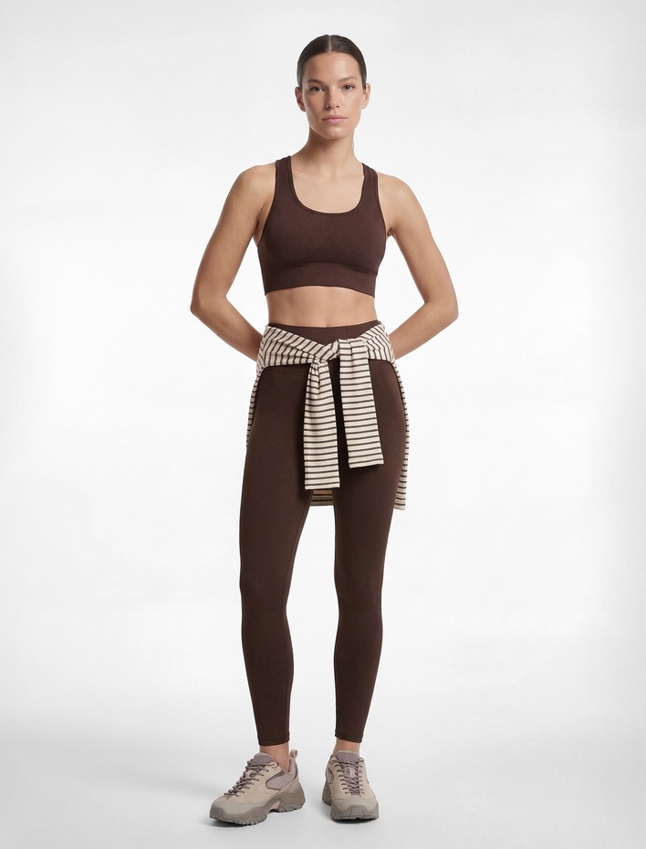  Yüksek Bel Slim Fit İnterlok Spor Tayt