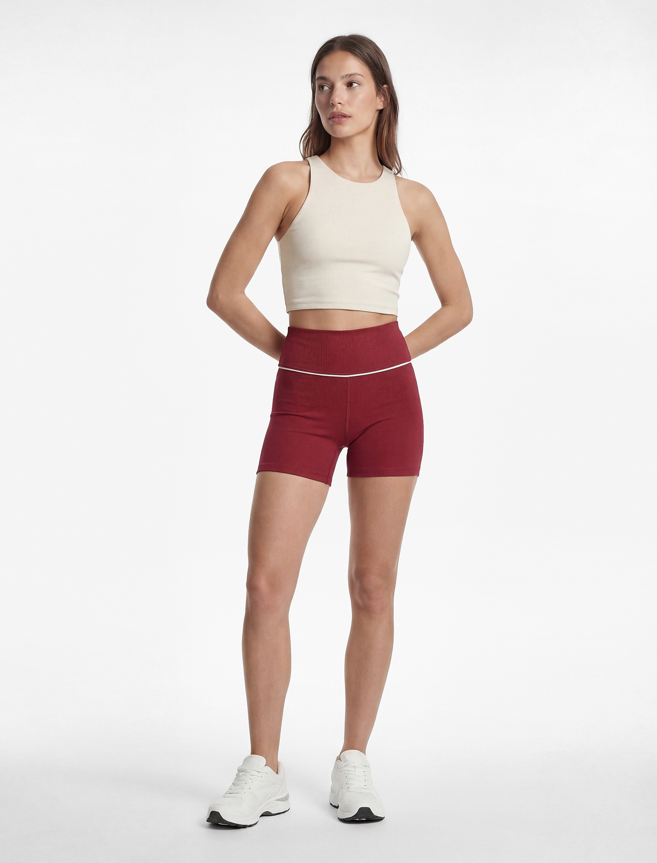   Yüksek Bel Slim Fit İnterlok Spor Biker Tayt