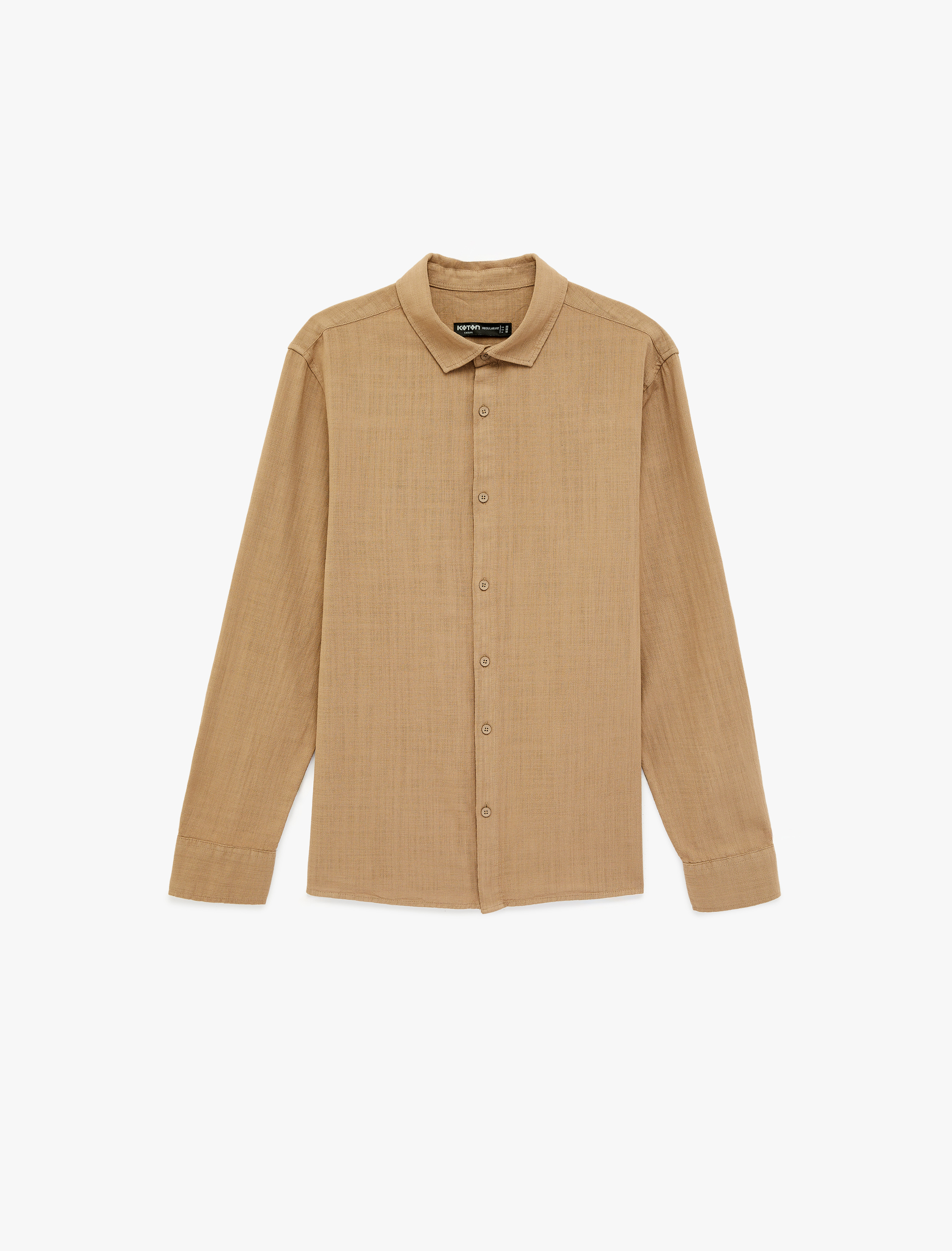   Regular Fit Pamuklu Klasik Yaka Düğmeli Uzun Kollu Gömlek