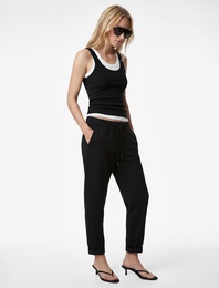 Krep Scuba Kumaş Rahat Kalıp Cepli Beli Bağlamalı Jogger Pantolon