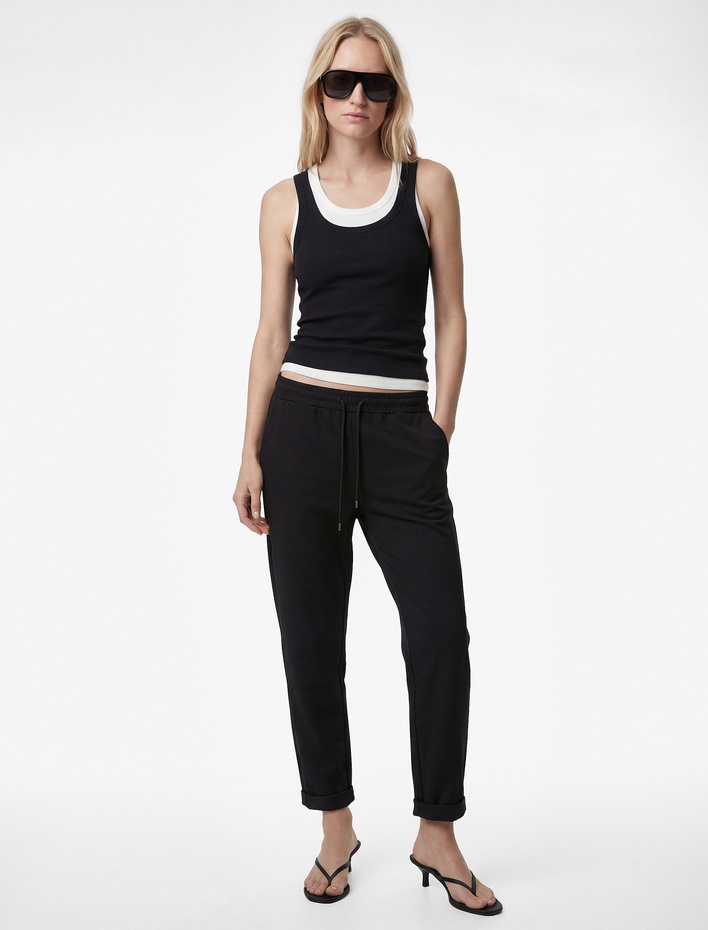  Krep Scuba Kumaş Rahat Kalıp Cepli Beli Bağlamalı Jogger Pantolon