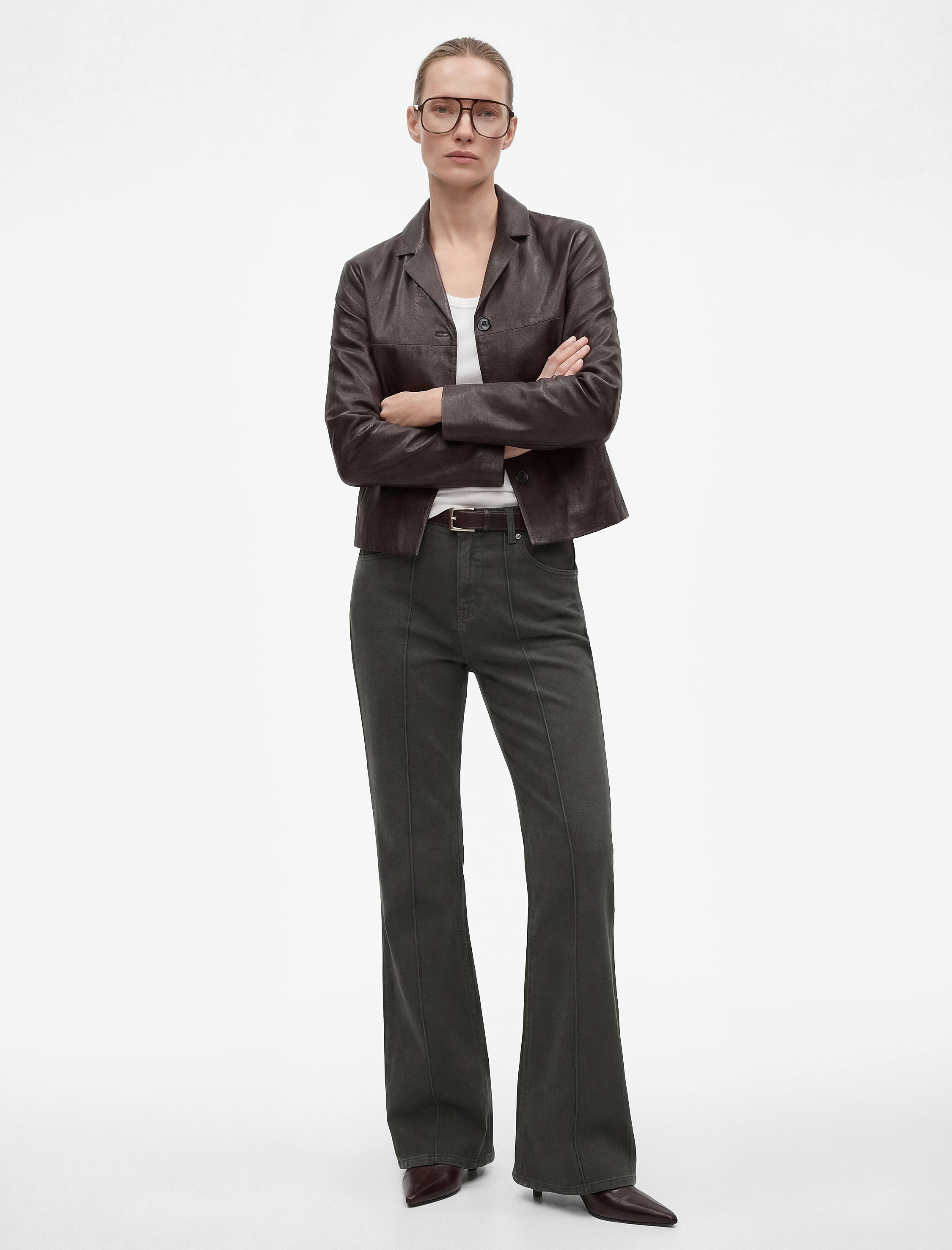   Pamuklu Cepli Düğmeli Dar Kesim İspanyol Paça Denim Pantolon - Flare Jeans