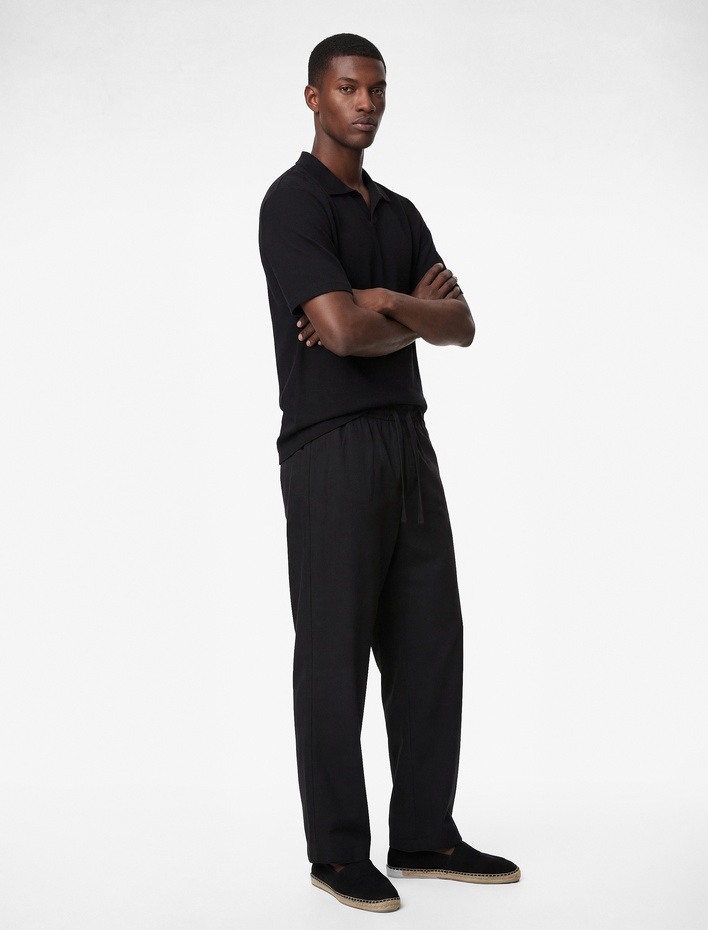  Regular Fit Kısa Kollu Dokulu Polo Yaka Tişört