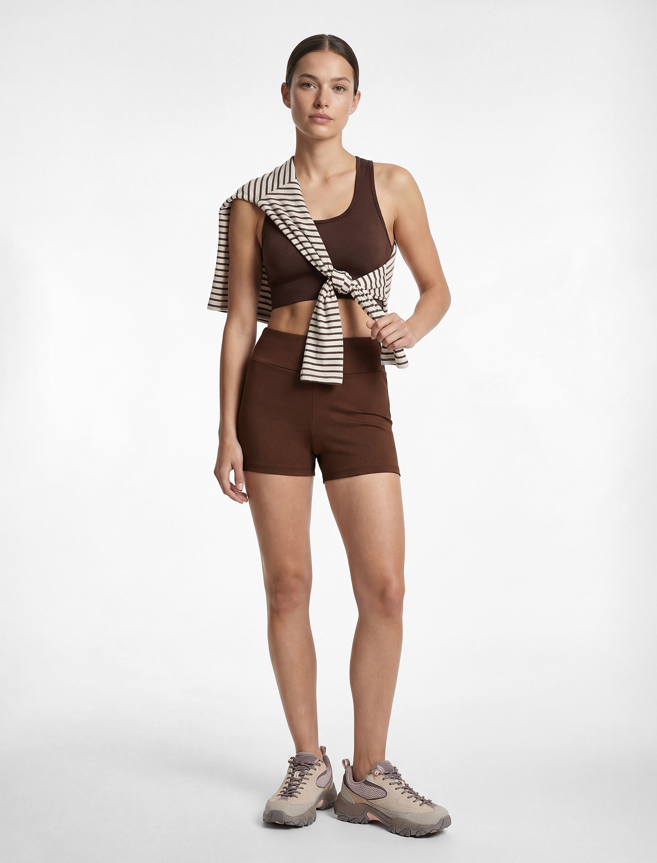   Yüksek Bel Slim Fit Biker Spor Tayt