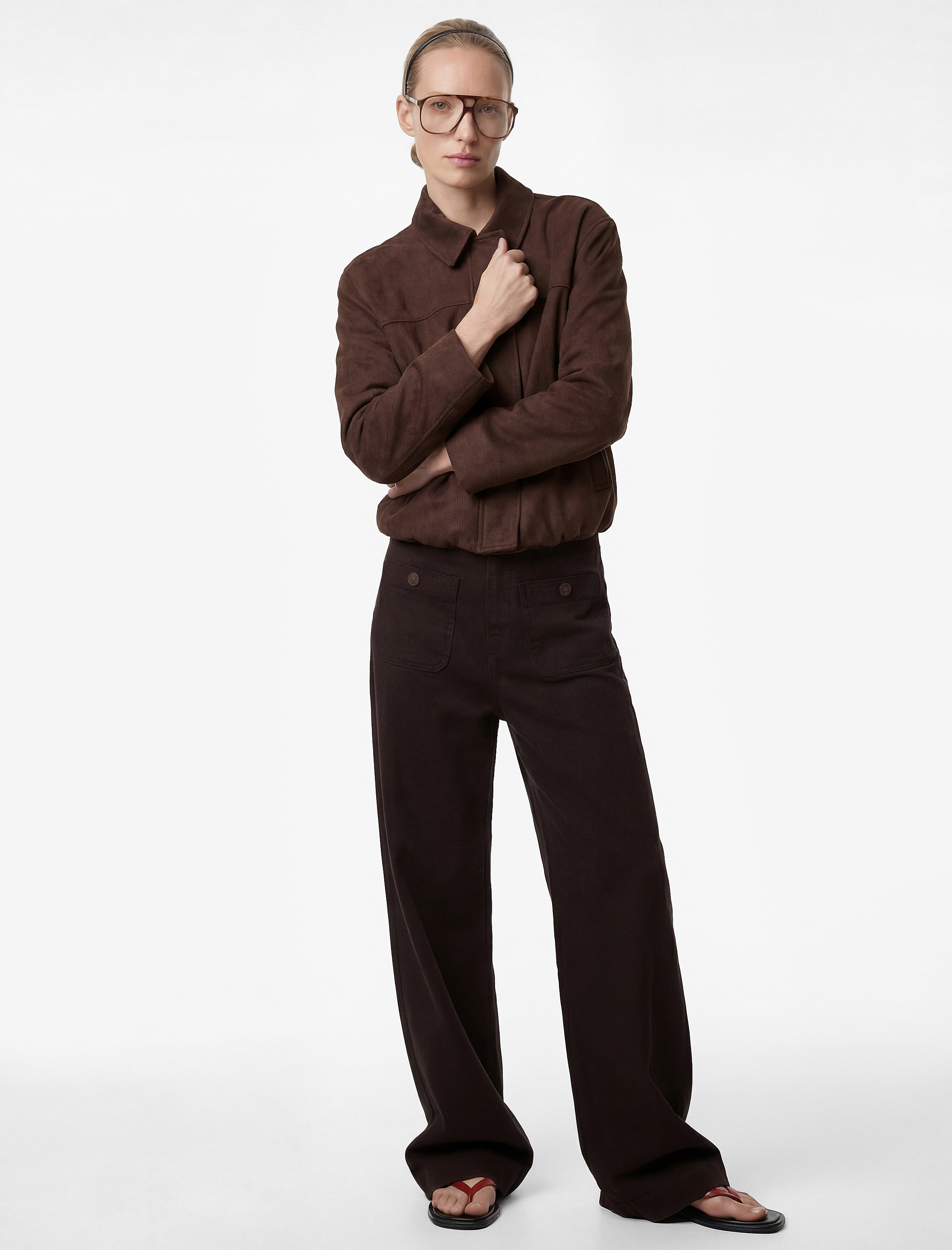   Yüksek Bel Cep Detaylı Düğmeli Geniş Paça Pantolon - Culotte Jeans