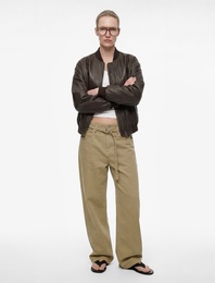 Pamuklu Yüksek Bel Kemerli Geniş Paça Pantolon - Wide Leg Jeans