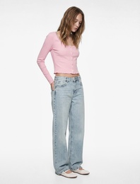 Düğmeli Uzun Kollu U Yaka Katmanlı Modal Karışımlı Slim Fit Hırka