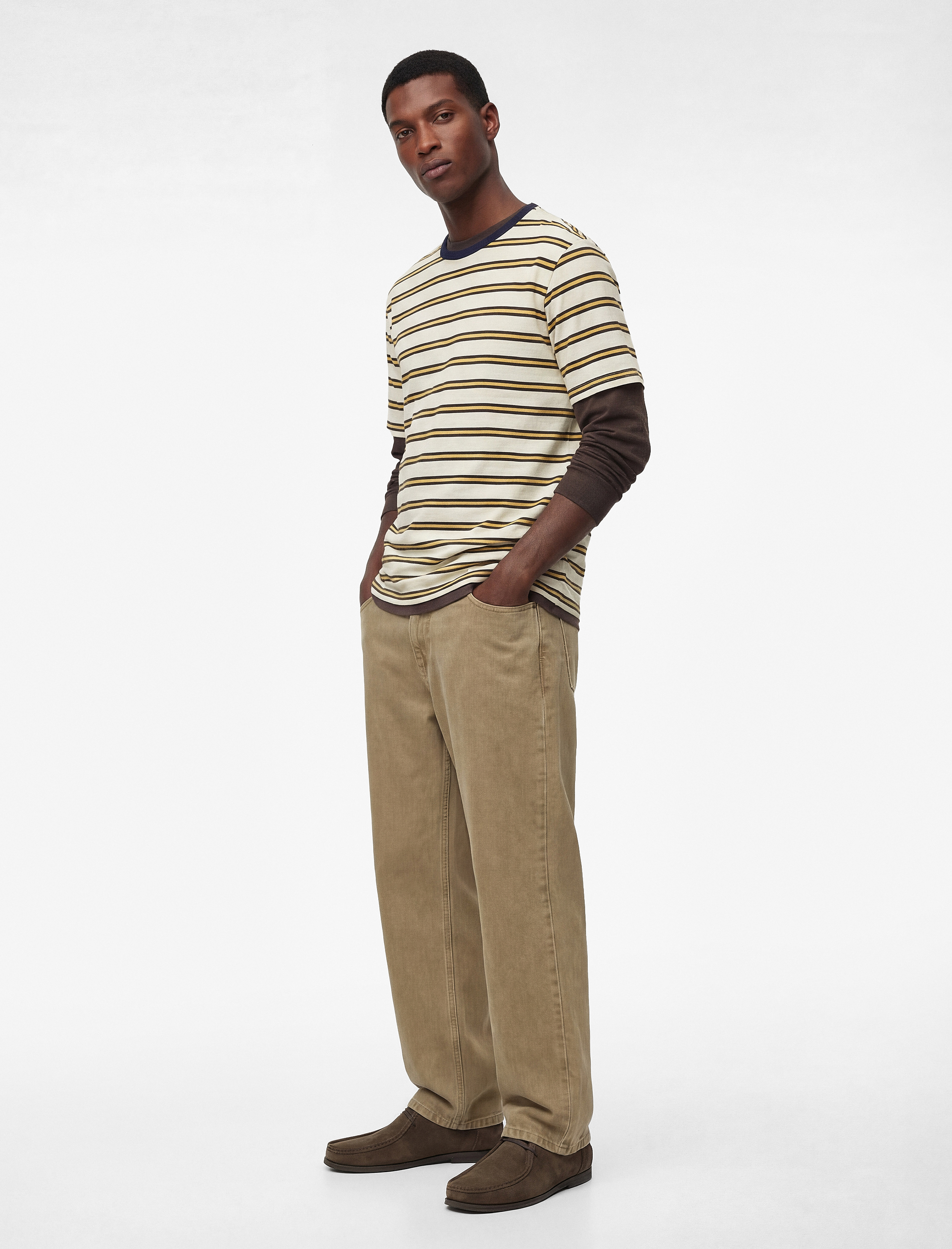   Pamuklu Regular Fit Kısa Kollu Bisiklet Yaka Çizgili Tişört