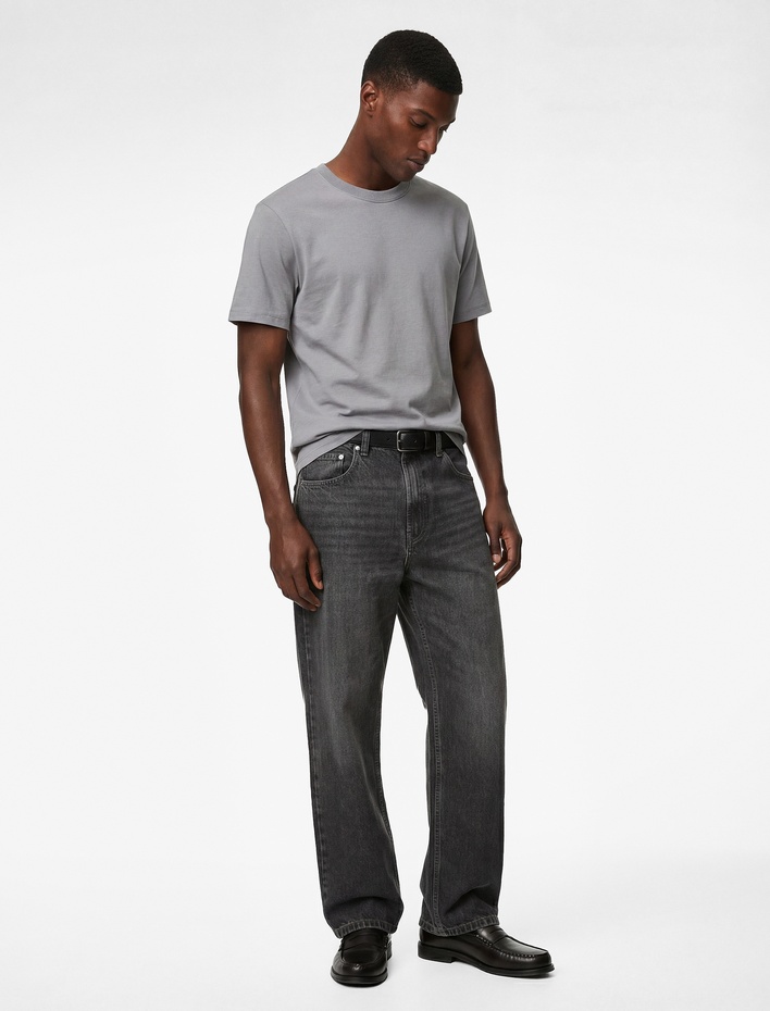  Regular Fit Kısa Kollu Bisiklet Yaka Basic Pamuklu Tişört