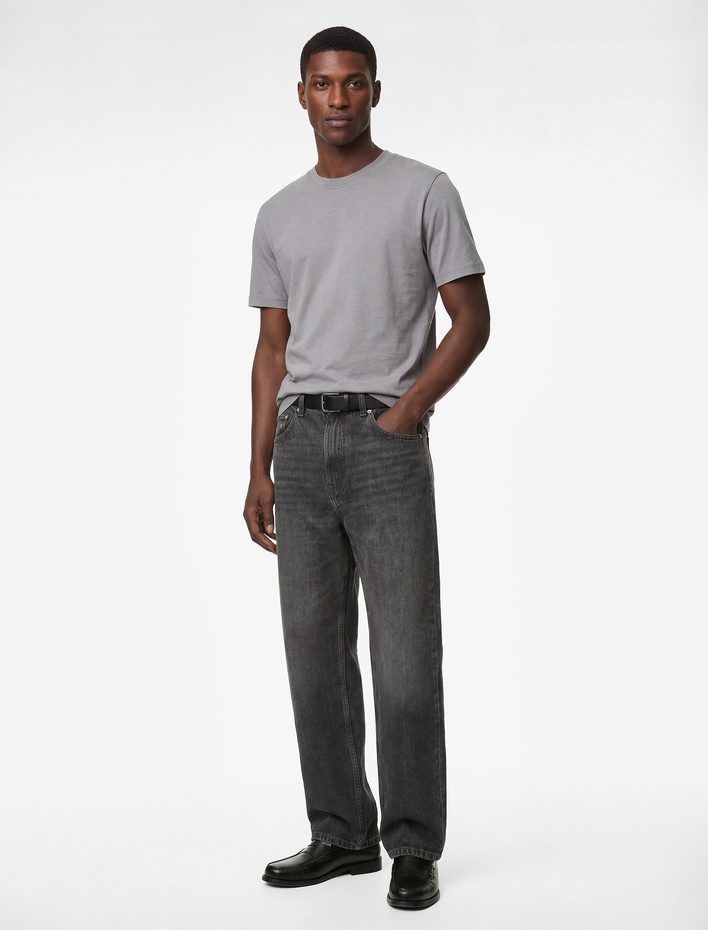  Regular Fit Kısa Kollu Bisiklet Yaka Basic Pamuklu Tişört