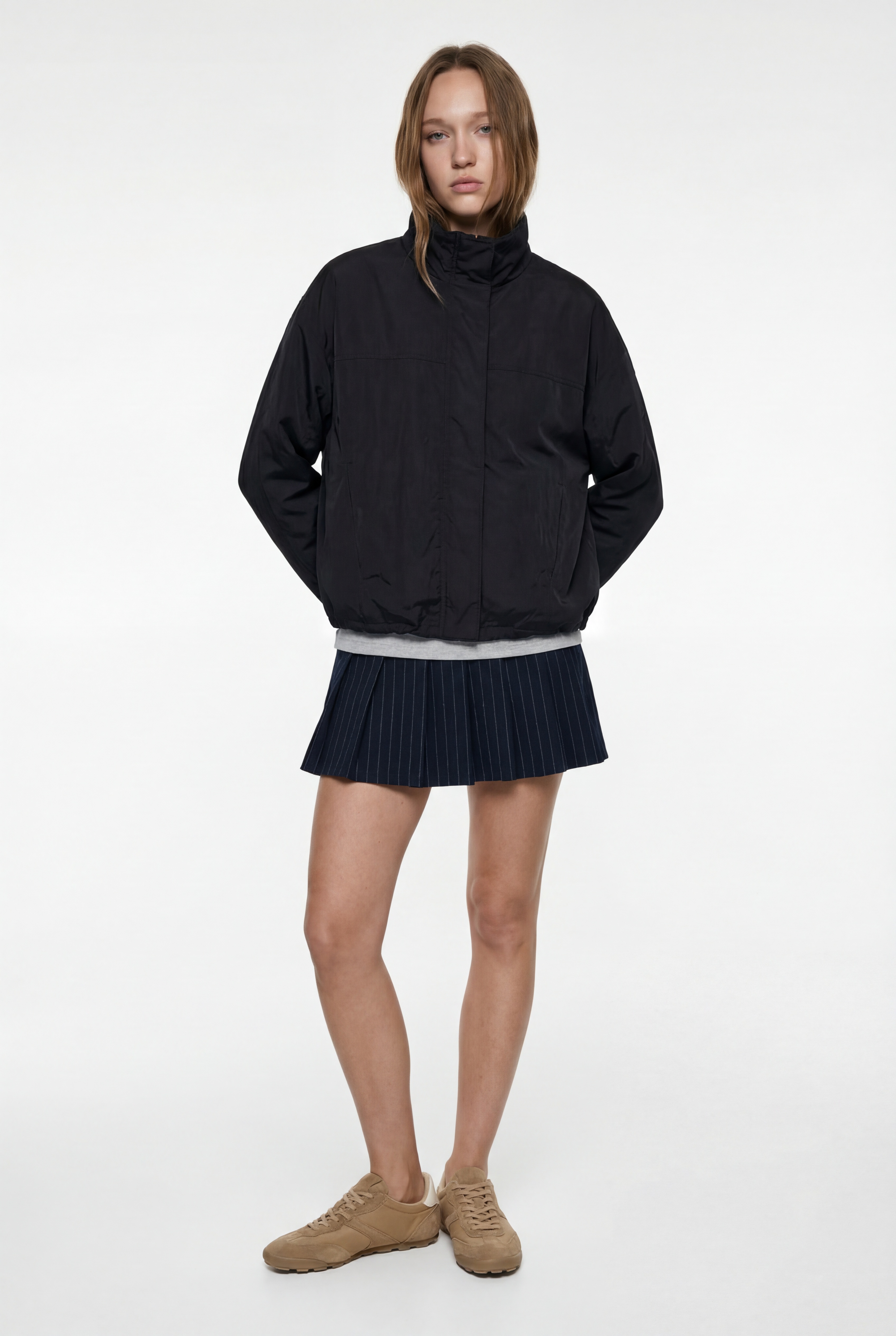   Viskon Karışımlı Pileli Beli Bağcıklı Mini Şort Etek