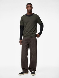 Kısa Kollu Biyeli Pamuklu Bisiklet Yaka Slim Fit Tişört