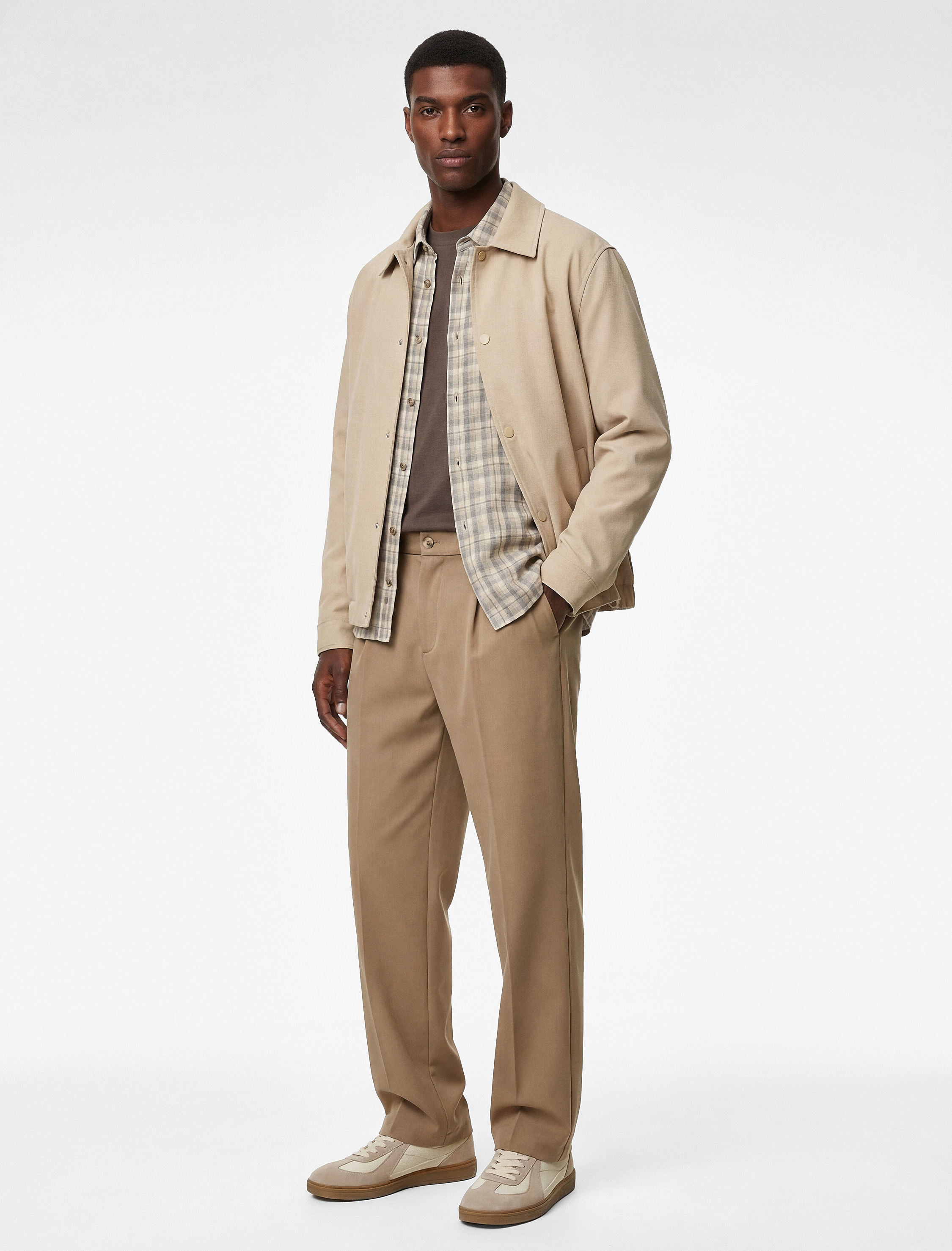   Viskon Karışımlı Uzun Kollu Cepli Gömlek Yaka Düğmeli Ceket