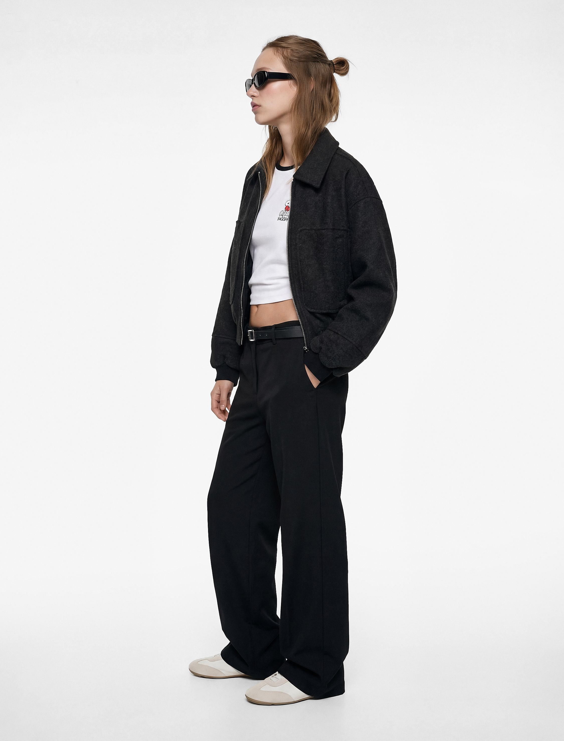   Cepli Kemer Detaylı Viskon Karışımlı Geniş Paça Pantolon