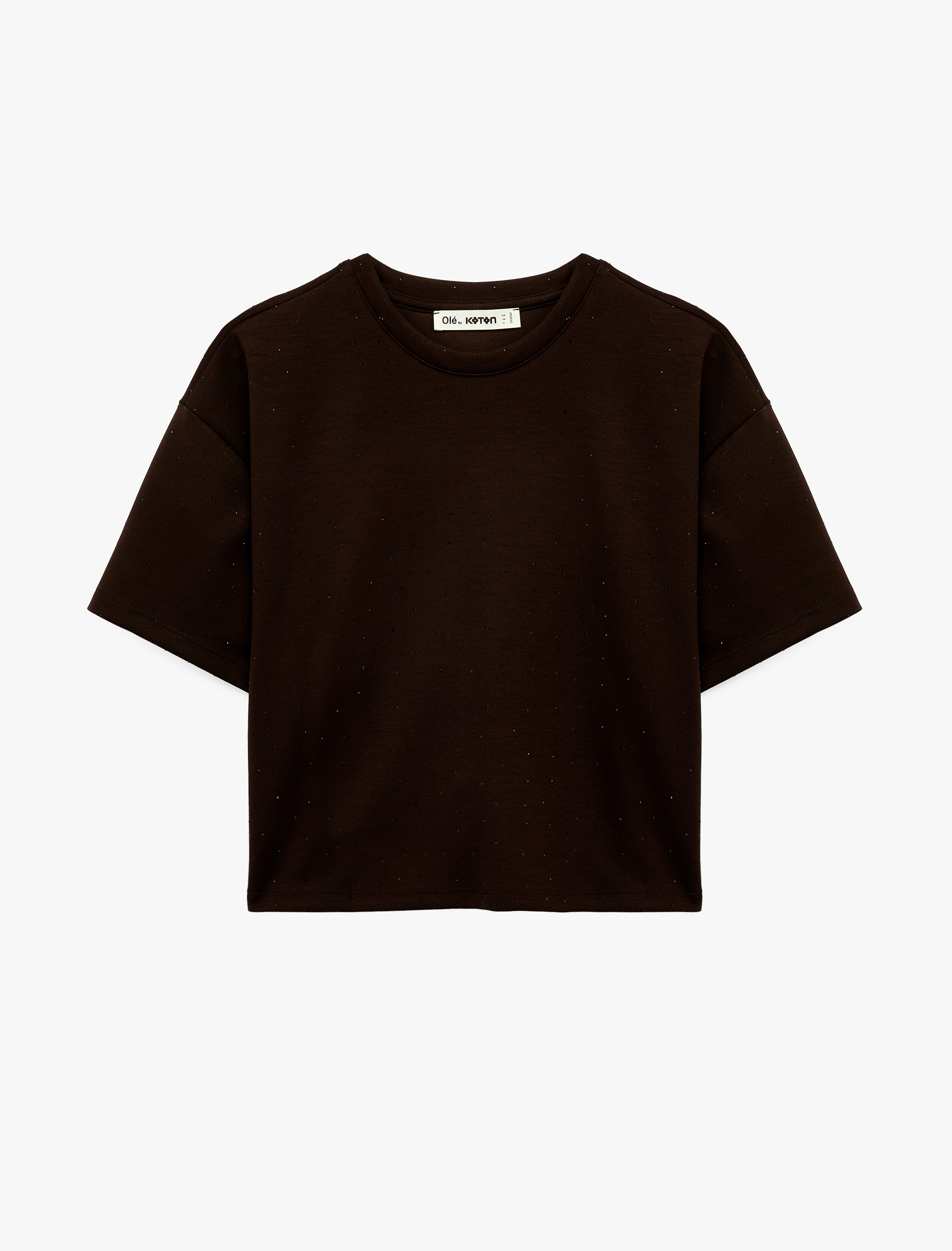   Rahat Kalıp Kısa Kollu Bisiklet Yaka İnterlok Spor Crop Tişört