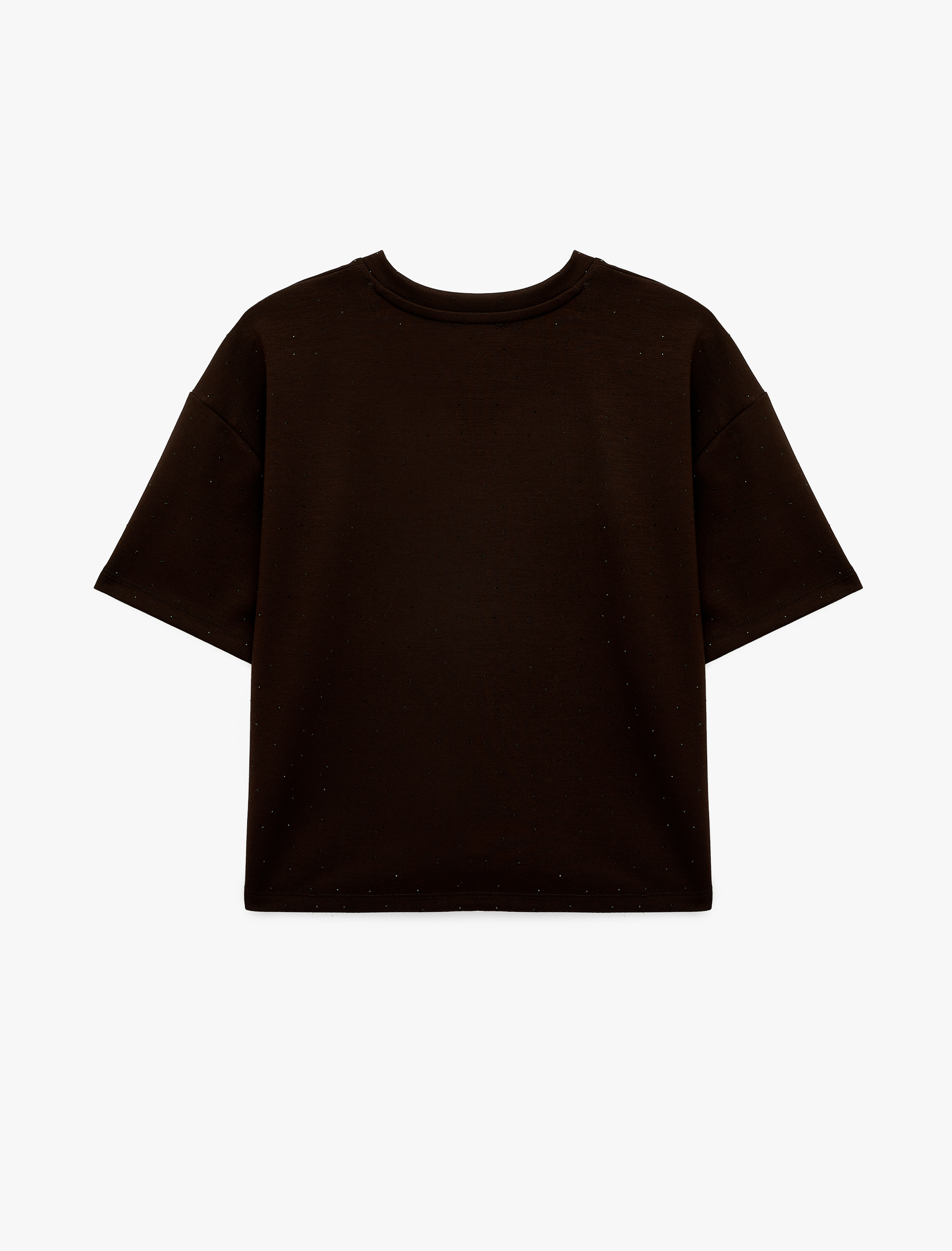   Rahat Kalıp Kısa Kollu Bisiklet Yaka İnterlok Spor Crop Tişört