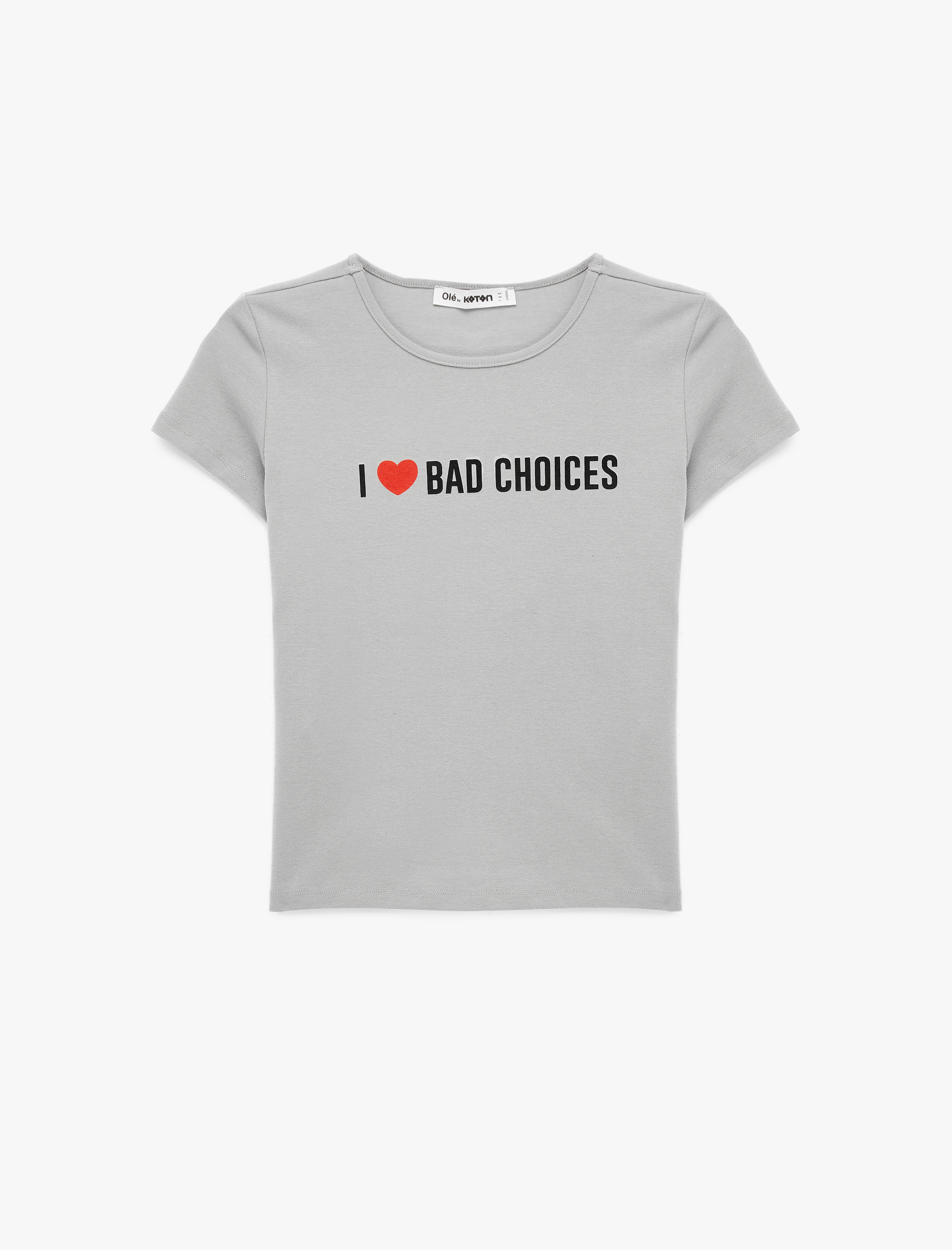   Slim Fit Kısa Kollu Bisiklet Yaka Baskılı Tişört