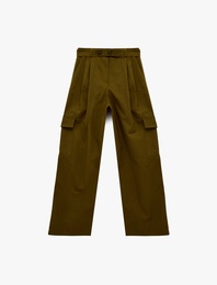 Pamuklu Kemer Detaylı Rahat Kalıp Kargo Cepli Pantolon