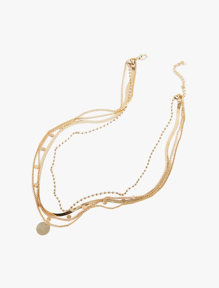 Kadın Charm Detaylı Çoklu Zincir Kolye