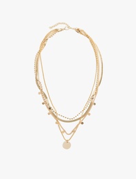 Charm Detaylı Çoklu Zincir Kolye