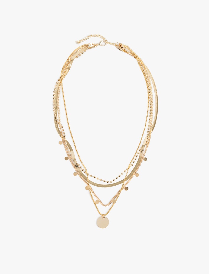 Kadın Charm Detaylı Çoklu Zincir Kolye