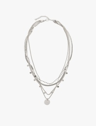 Charm Detaylı Çoklu Zincir Kolye