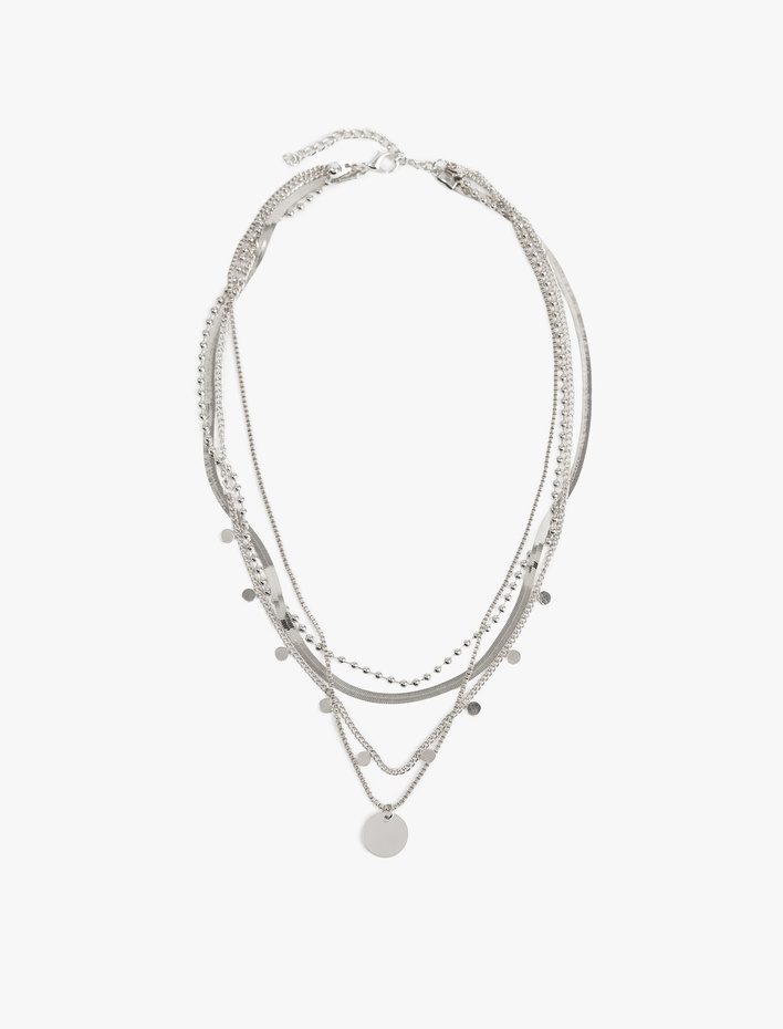 Kadın Charm Detaylı Çoklu Zincir Kolye