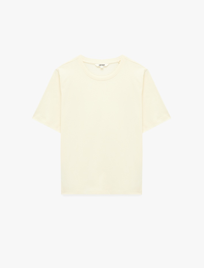  Regular Fit Pamuklu Kısa Kollu Bisiklet Yaka Basic Tişört