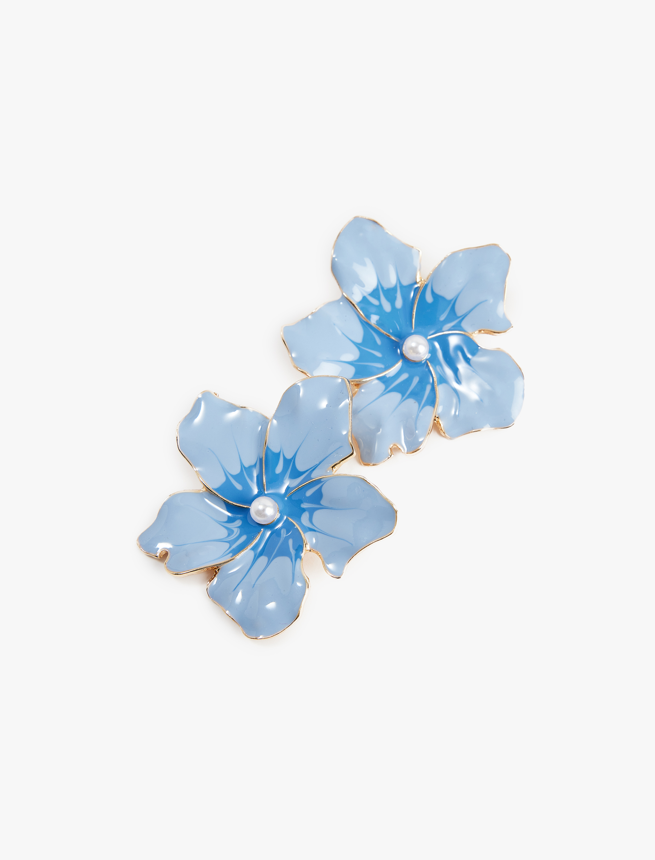  Kadın Büyük Boy İnci Detaylı Çiçek Küpe