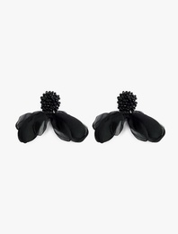 Çelik Karışımlı Kurdele Detaylı Boncuklu Küpe