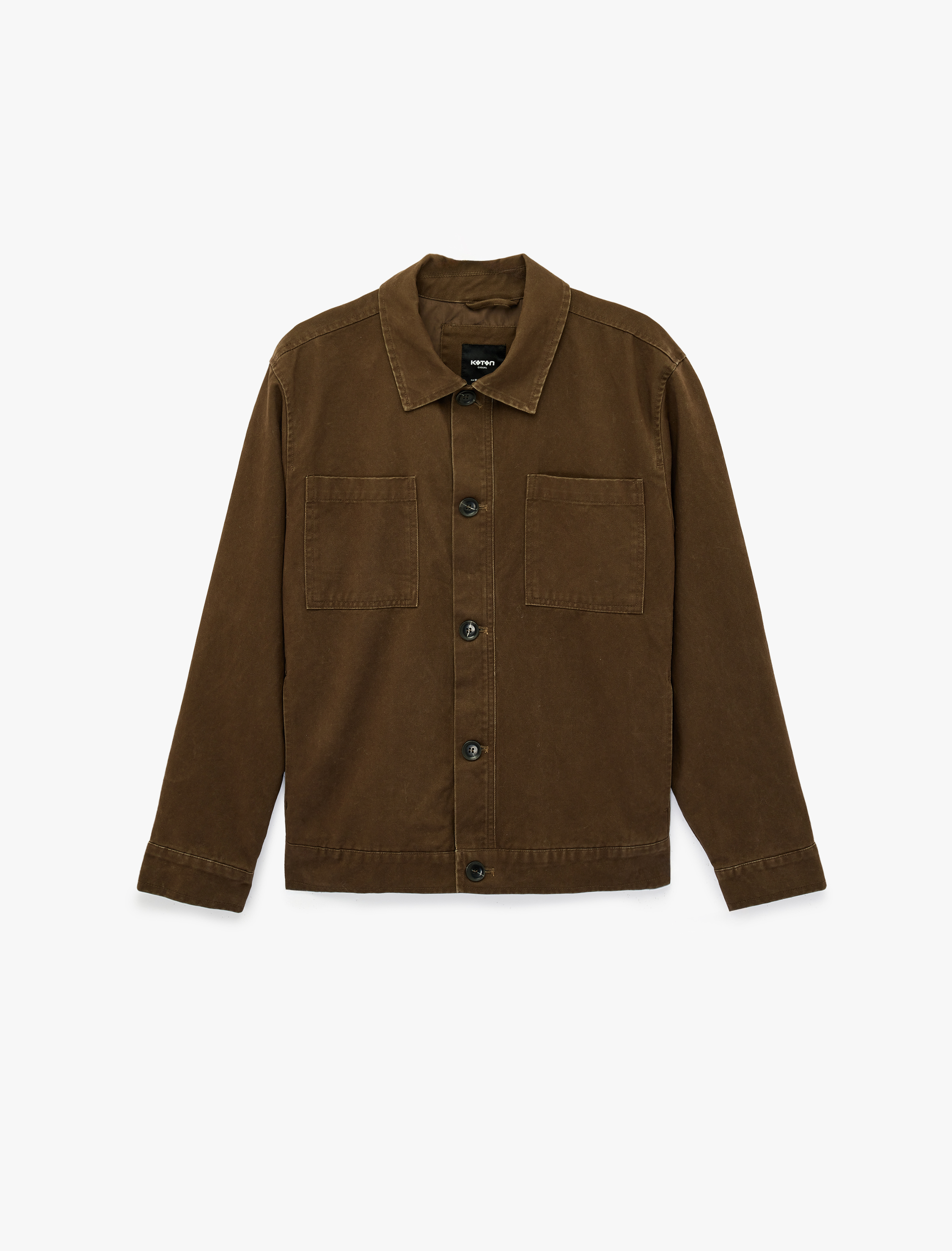   Uzun Kollu Pamuklu Cepli Gömlek Yaka Düğmeli Slim Fit Ceket