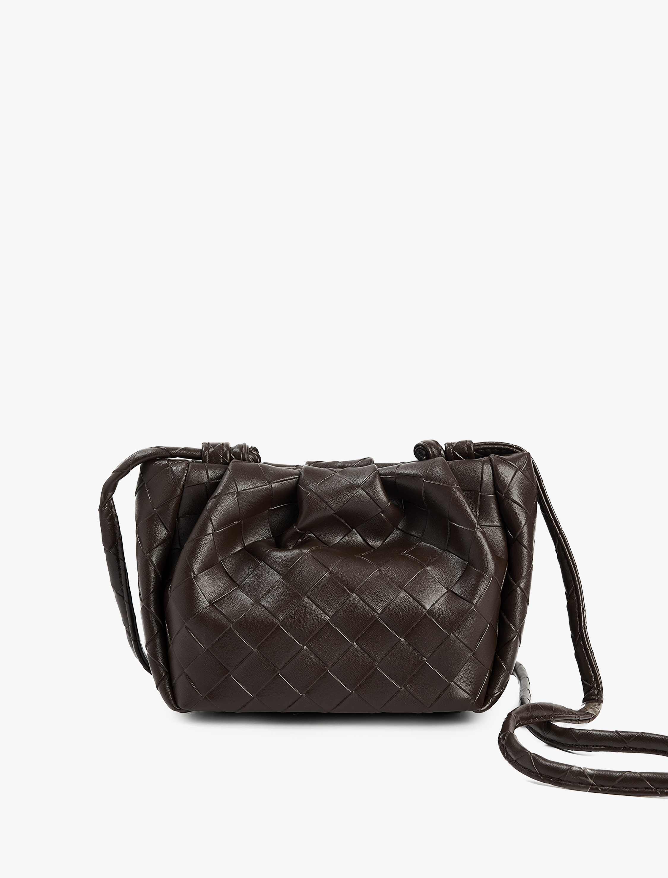  Kadın Örgü Desenli Saplı Askılı Büzgülü Suni Deri Çapraz Çanta