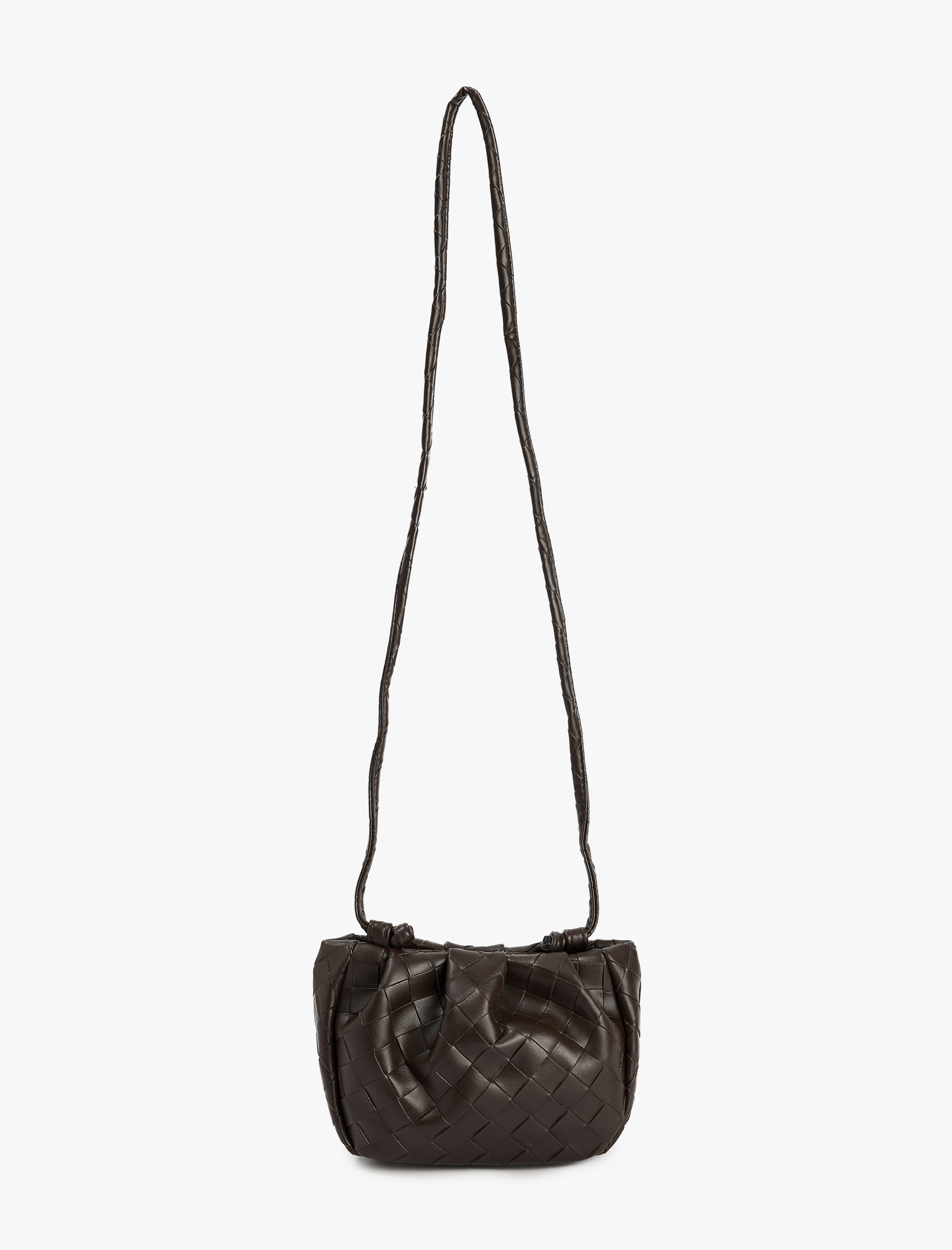  Kadın Örgü Desenli Saplı Askılı Büzgülü Suni Deri Çapraz Çanta