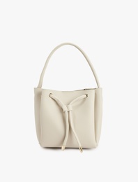 Suni Deri Büzgülü Metal Aksesuarlı Askılı Çapraz Çanta