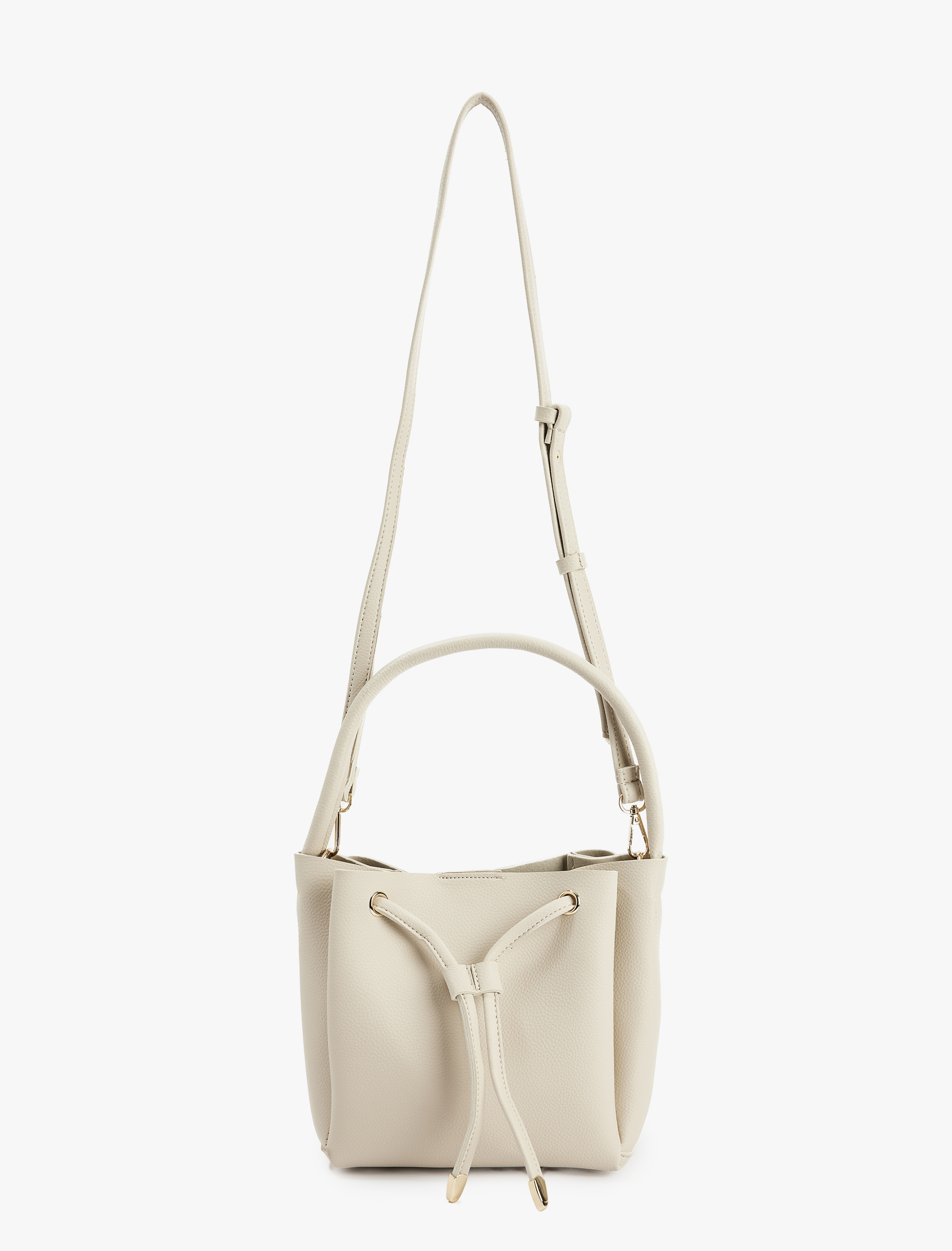  Kadın Suni Deri Büzgülü Metal Aksesuarlı Askılı Çapraz Çanta