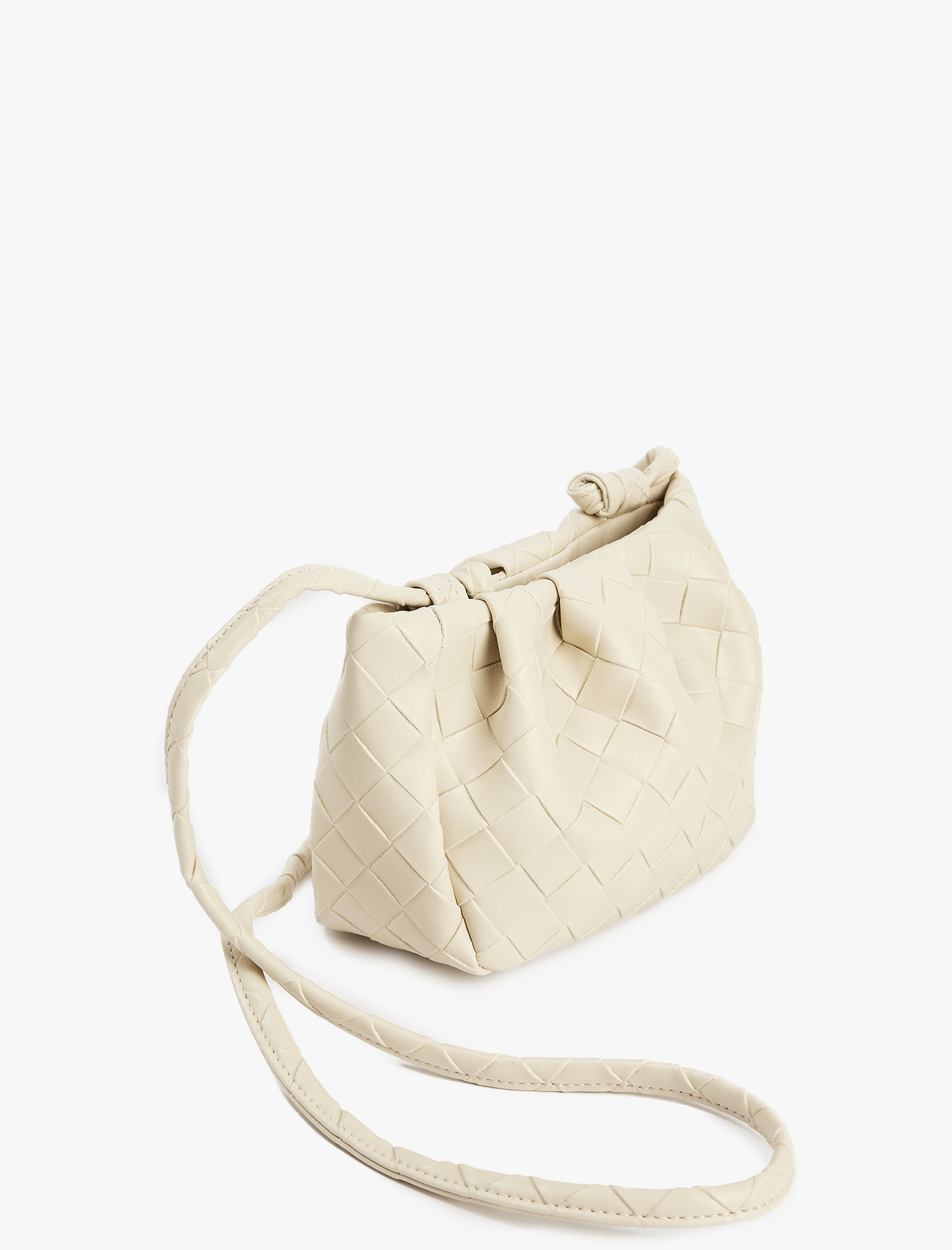  Kadın Örgü Desenli Saplı Askılı Büzgülü Suni Deri Çapraz Çanta