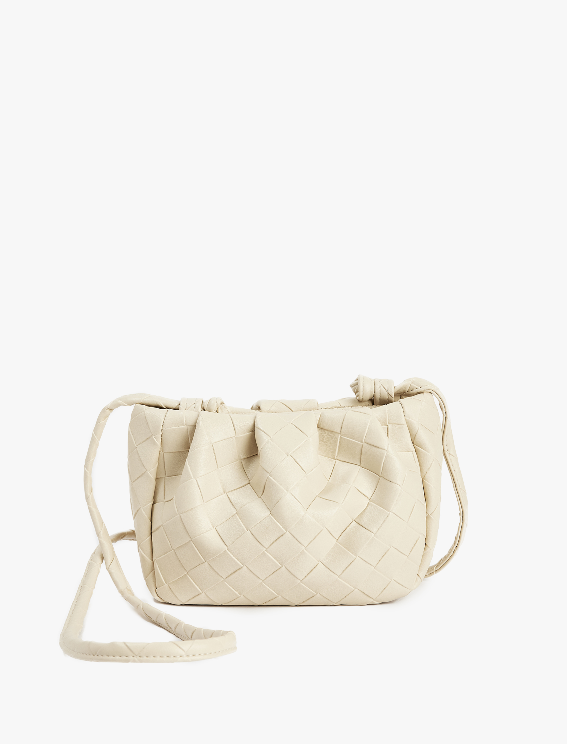  Kadın Örgü Desenli Saplı Askılı Büzgülü Suni Deri Çapraz Çanta