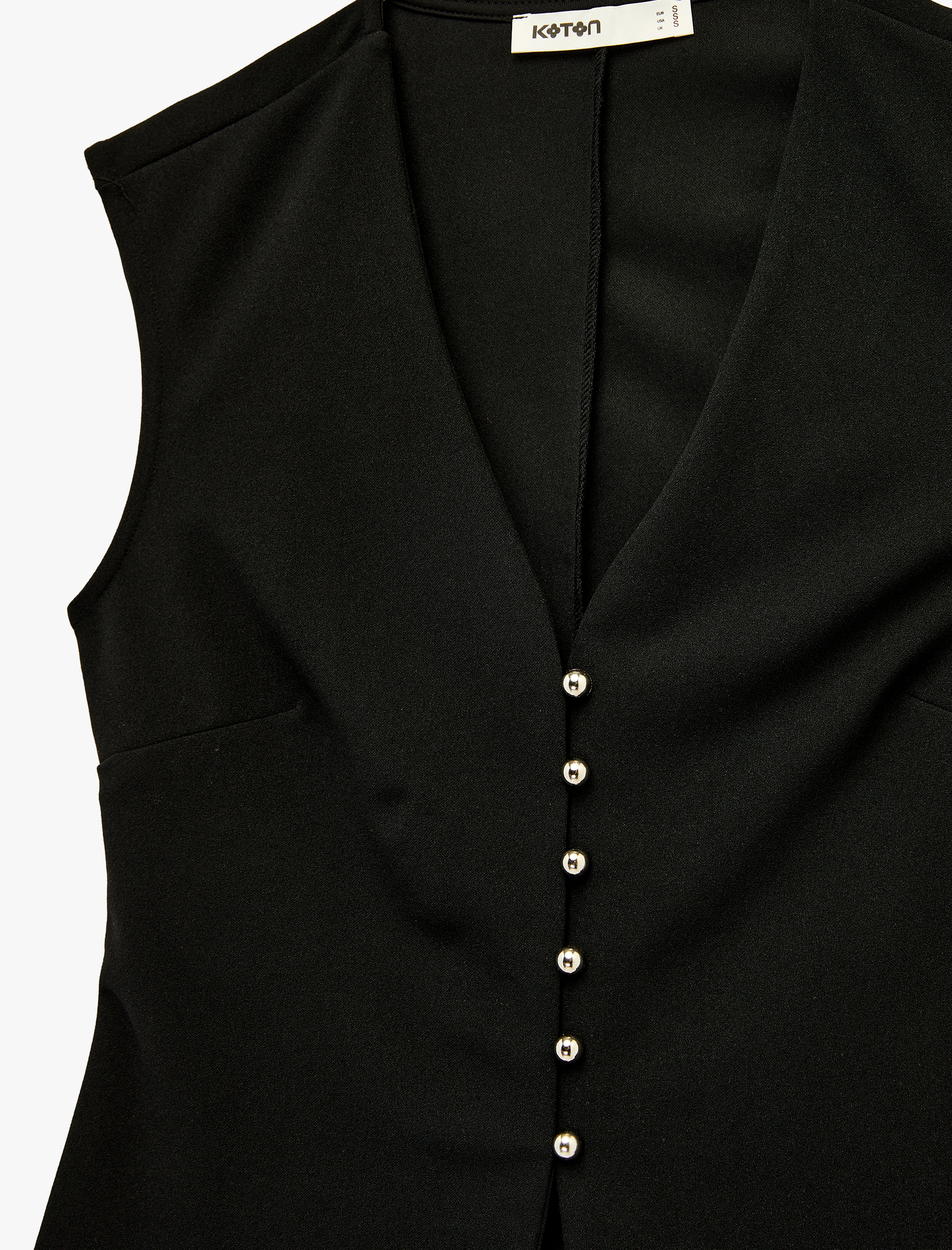   Krep Scuba Kumaş Düğmeli Hafif Peplum Kesim Yelek