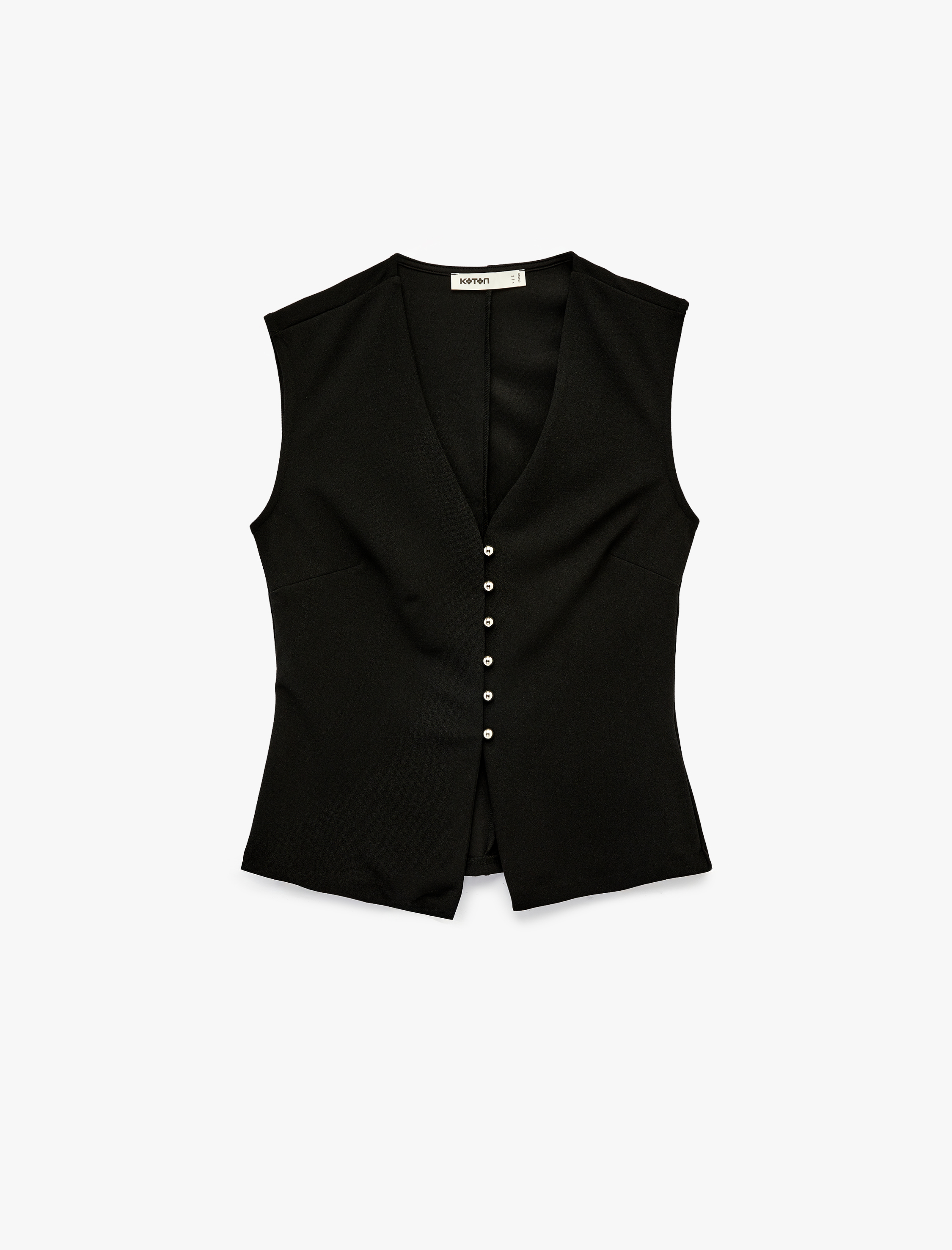   Krep Scuba Kumaş Düğmeli Hafif Peplum Kesim Yelek