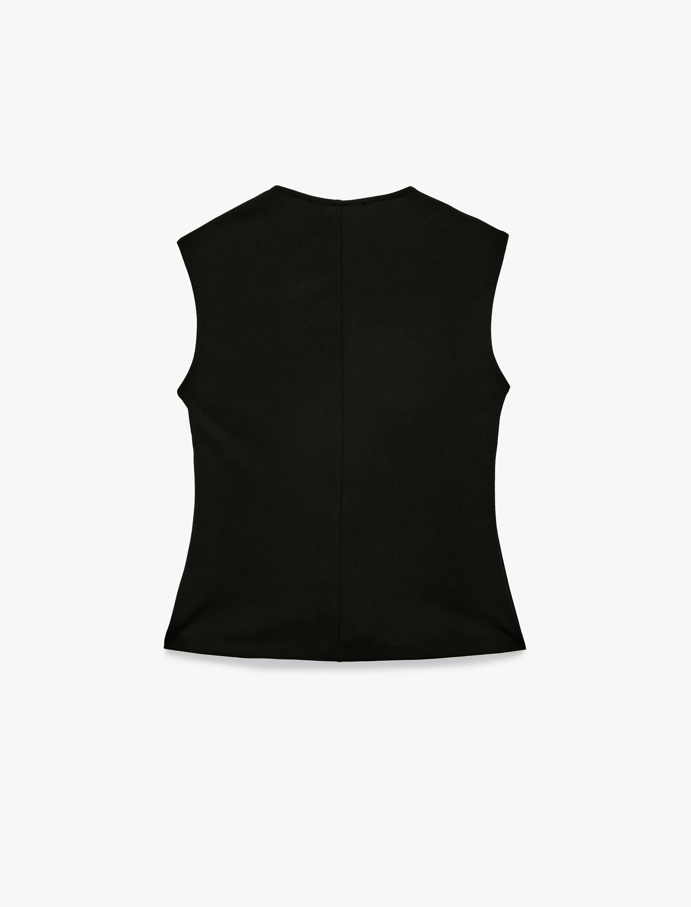   Krep Scuba Kumaş Düğmeli Hafif Peplum Kesim Yelek