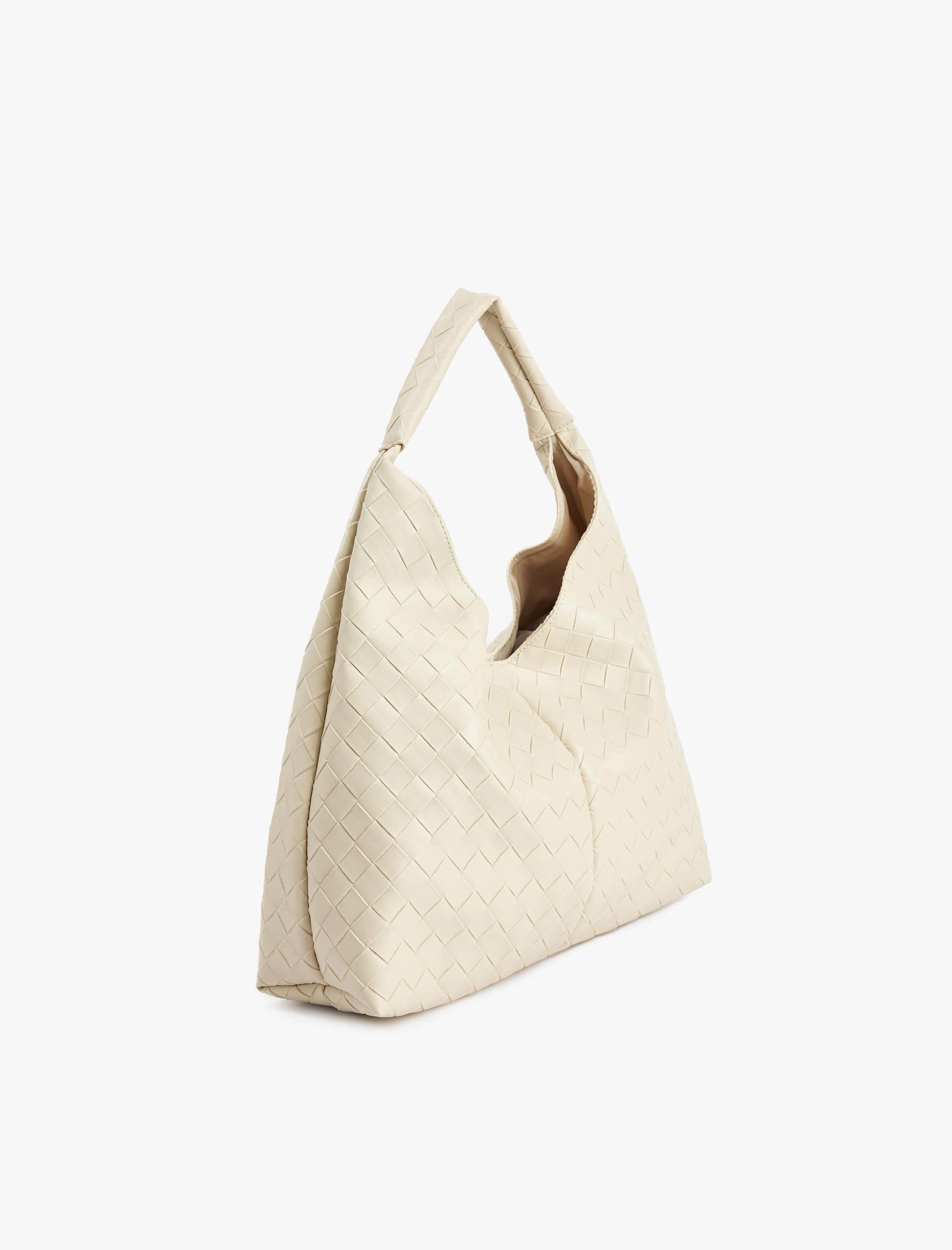  Kadın Örgü Desenli Suni Deri Shopper Çanta