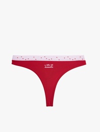 Pamuklu Rahat Kesim Kalpli Baskılı String Külot