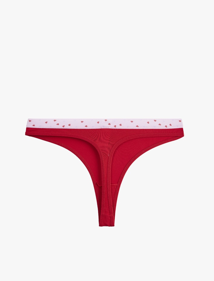  Pamuklu Rahat Kesim Kalpli Baskılı String Külot