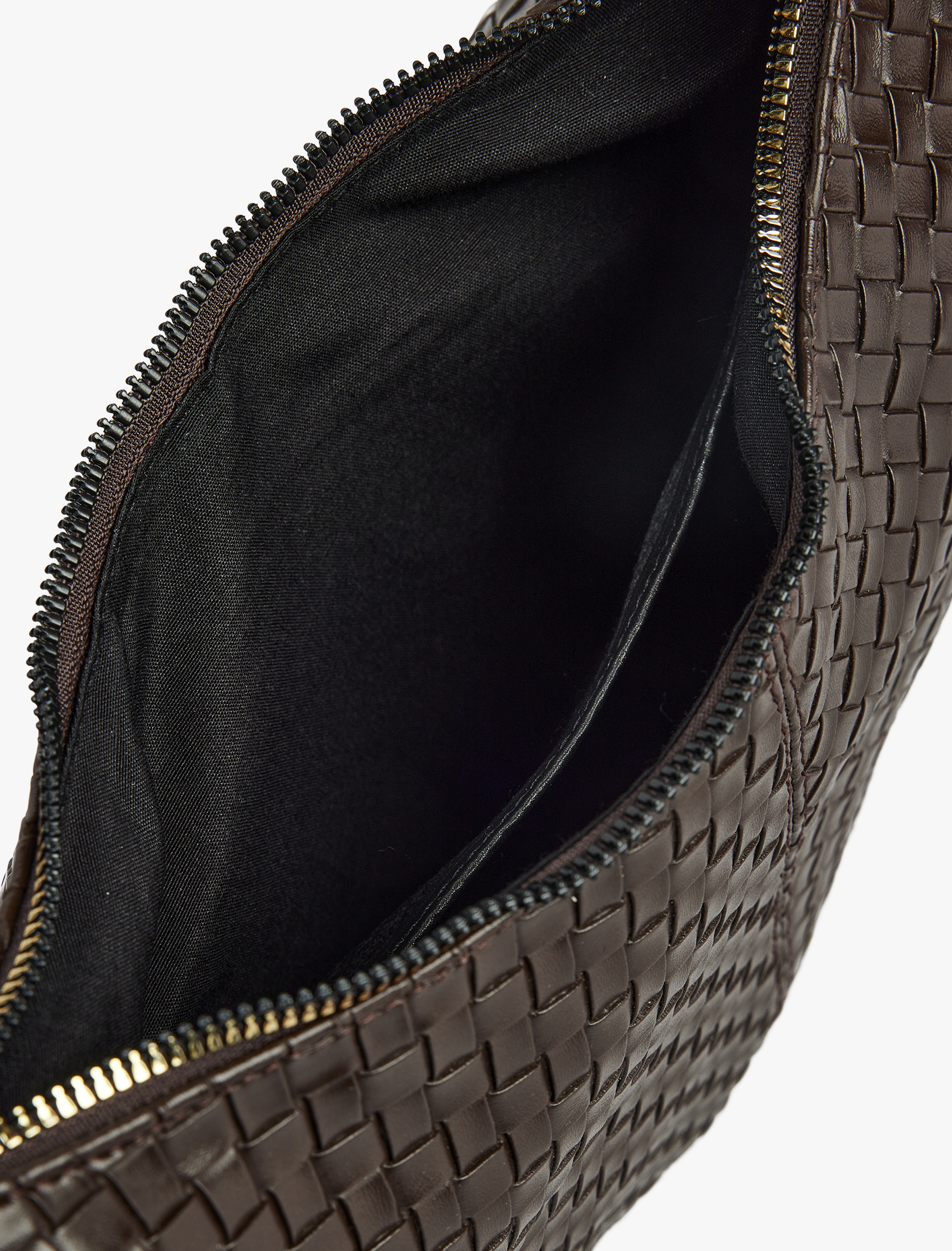  Kadın Örgü Desenli Suni Deri Fermuarlı Omuz Çantası