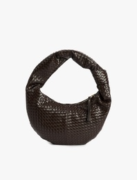 Örgü Desenli Suni Deri Fermuarlı Omuz Çantası