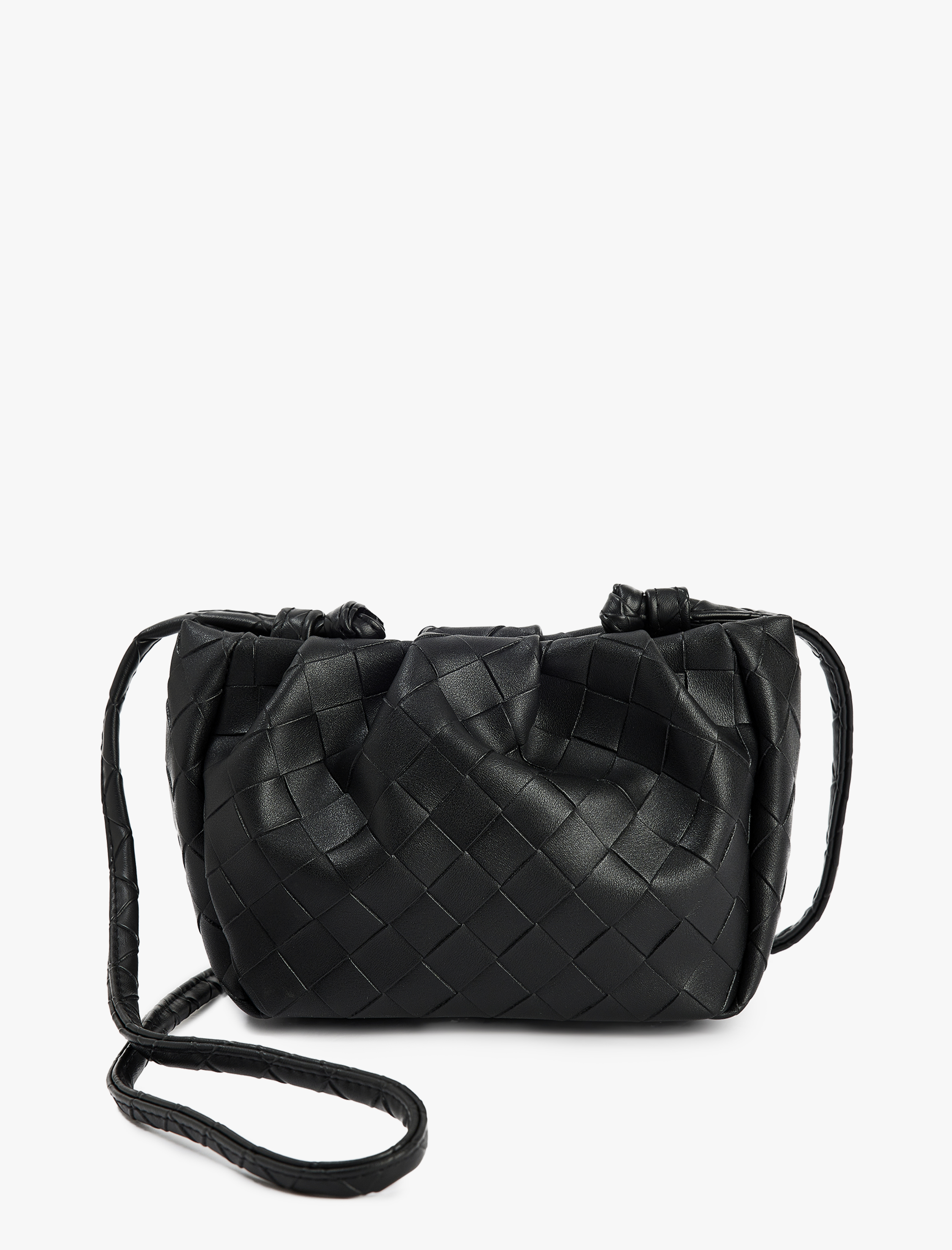  Kadın Örgü Desenli Saplı Askılı Büzgülü Suni Deri Çapraz Çanta