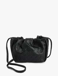 Örgü Desenli Saplı Askılı Büzgülü Suni Deri Çapraz Çanta