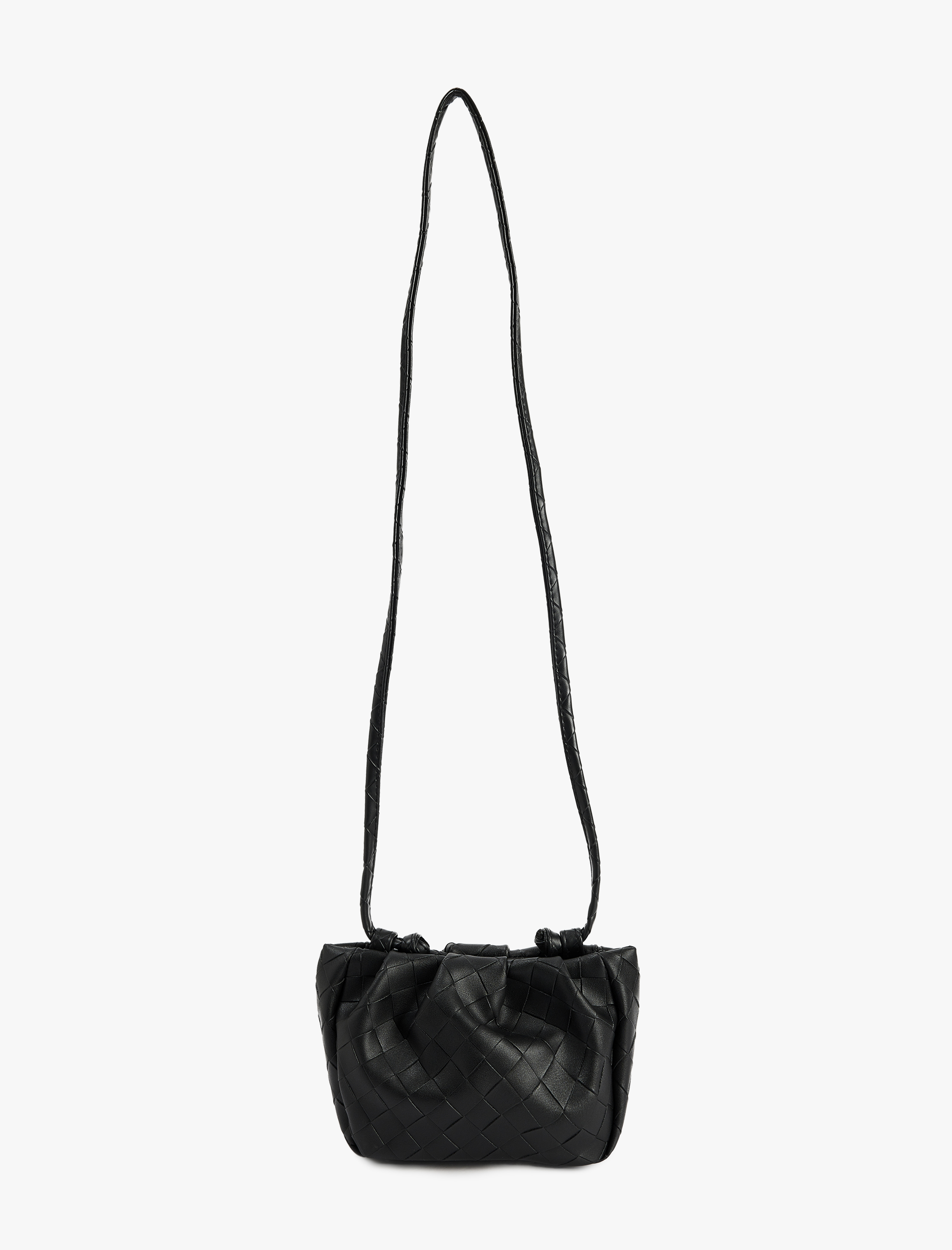  Kadın Örgü Desenli Saplı Askılı Büzgülü Suni Deri Çapraz Çanta