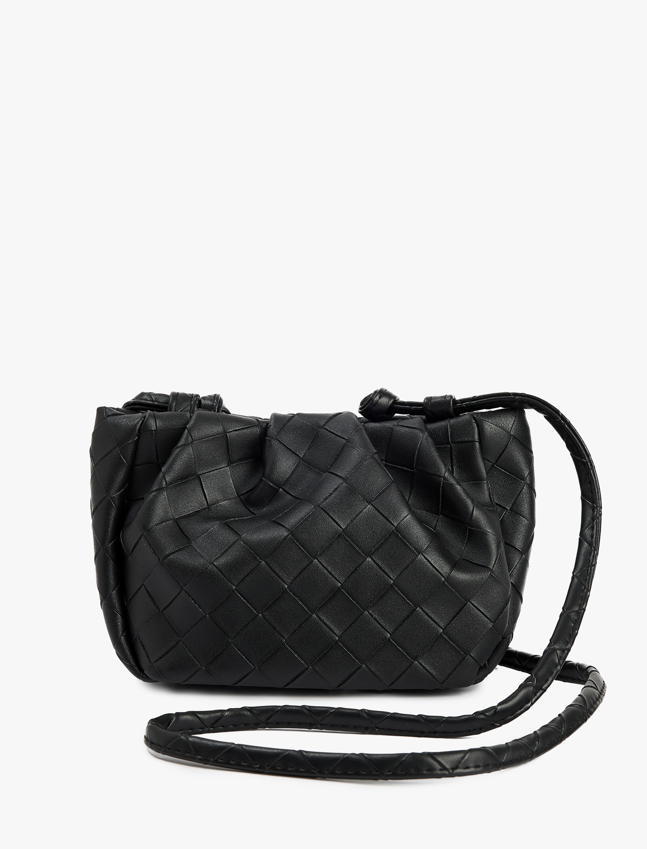  Kadın Örgü Desenli Saplı Askılı Büzgülü Suni Deri Çapraz Çanta