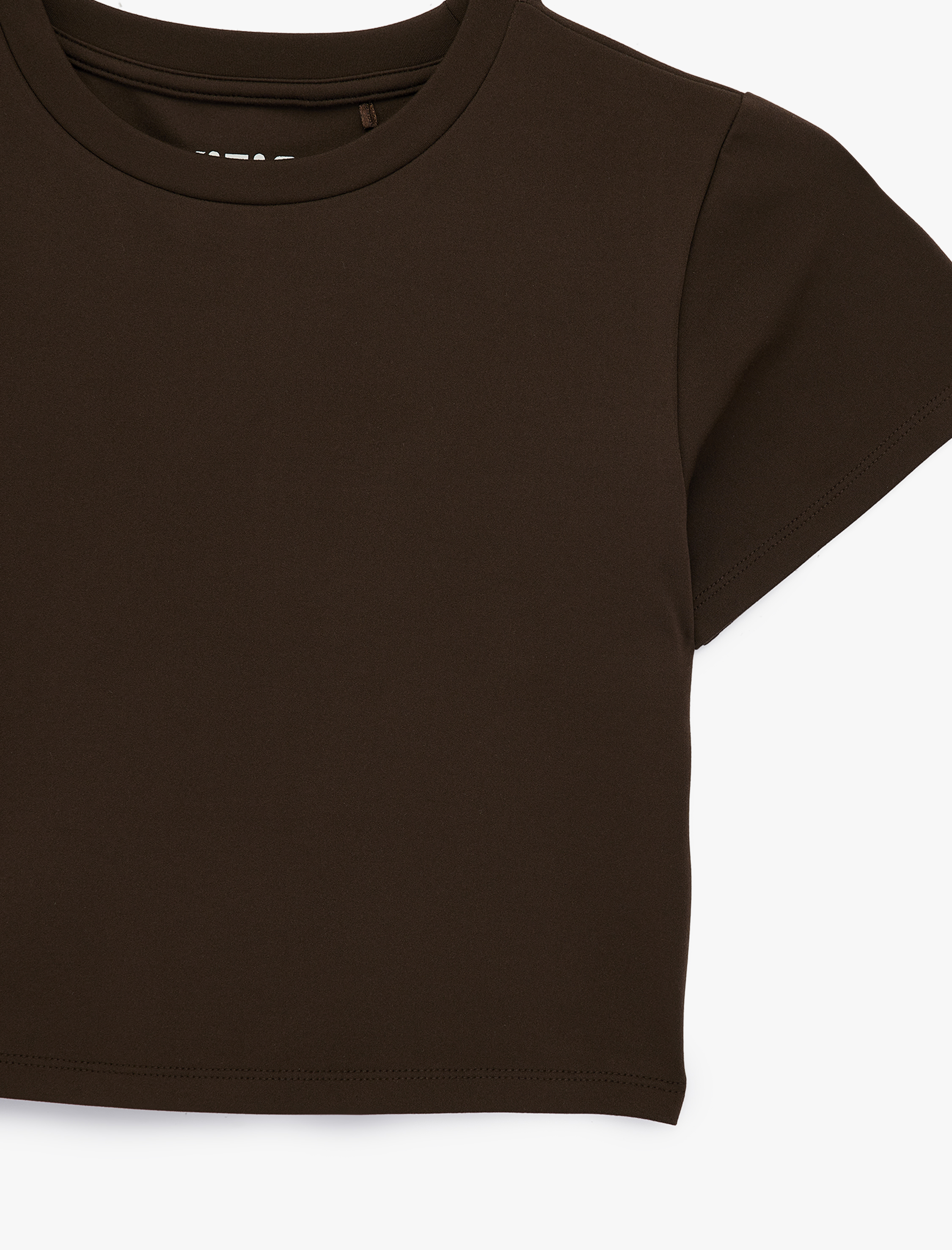   Slim Fit Kısa Kollu Bisiklet Yaka Crop Spor Tişört